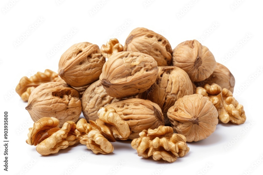 Walnuts fresh healthy nuts on white plain background Isolated on white background Walnuts fresh healthy nuts on white plain background Isolated on white background
