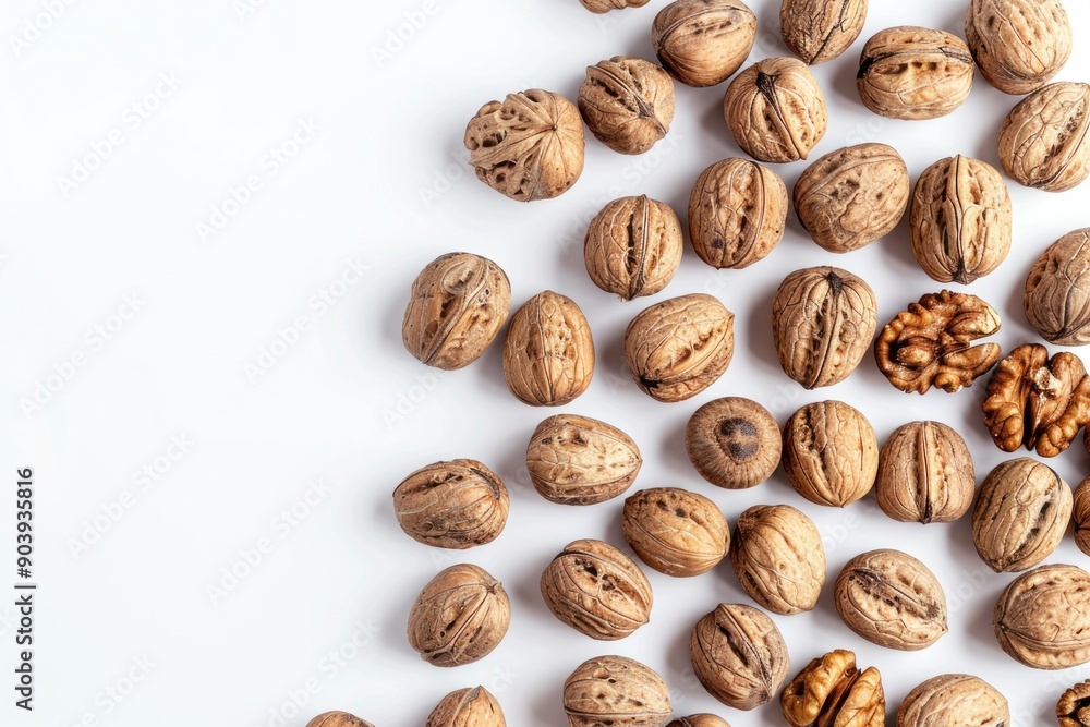 Walnuts fresh healthy nuts on white plain background Isolated on white background Walnuts fresh healthy nuts on white plain background Isolated on white background