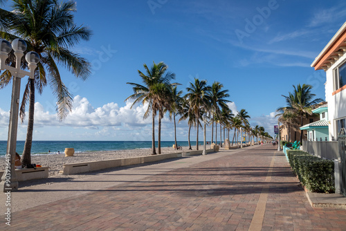 Hollywood beach Florida broadwalk sunny morning