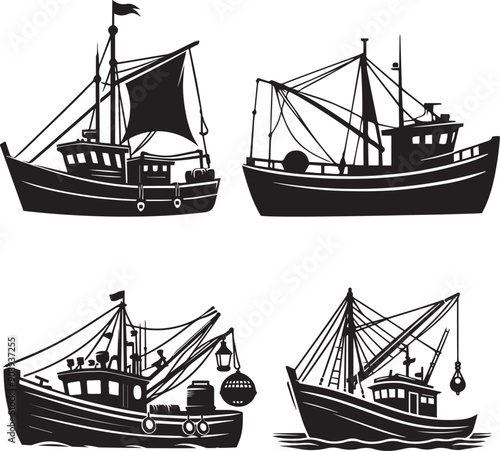 Boat silhouettes vector illustration