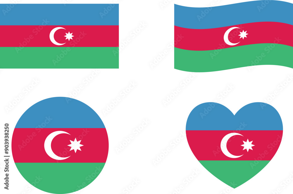 Flag of Azerbaijan. Set of flags. Vector Collection of flag Flag of Azerbaijan. Set of flags. Vector Collection of flag