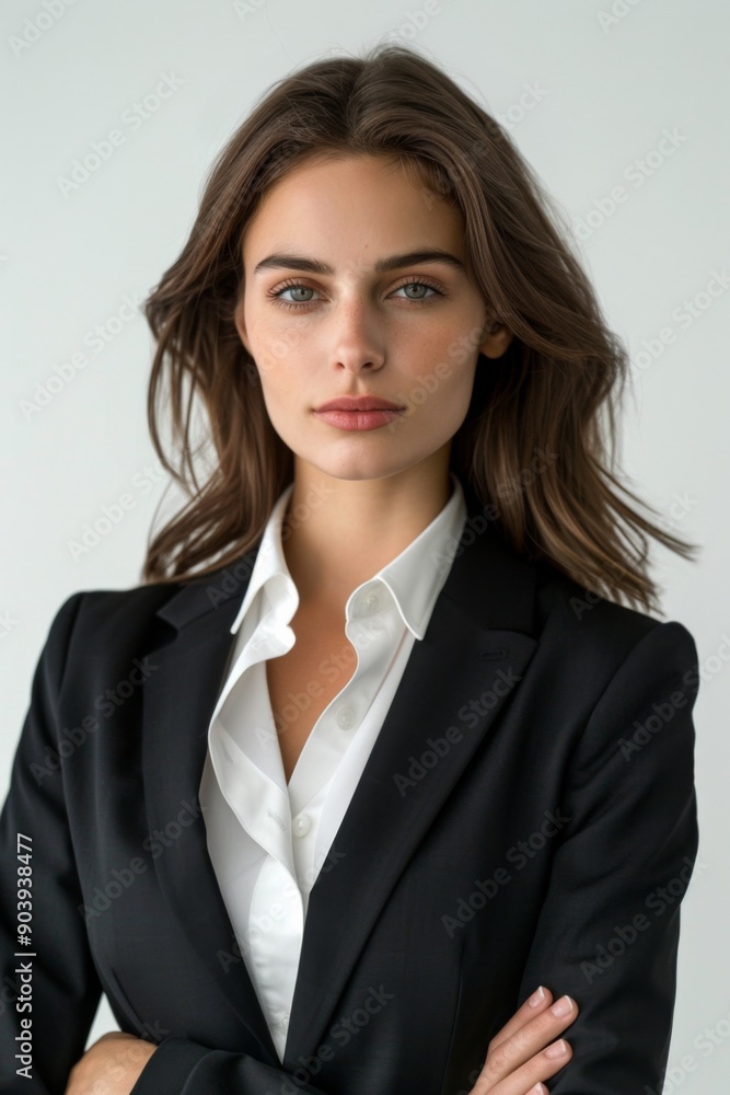 A businesswoman wearing formal suit isolated created with Generative AI A businesswoman wearing formal suit isolated created with Generative AI