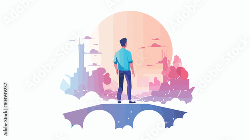 Innovative Solutions Exploration: Professional Man on Bridge Concept