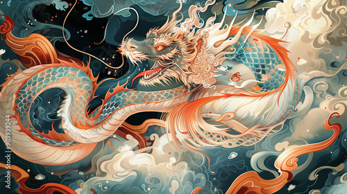 Wallpaper Mural Japanese dragon background Torontodigital.ca