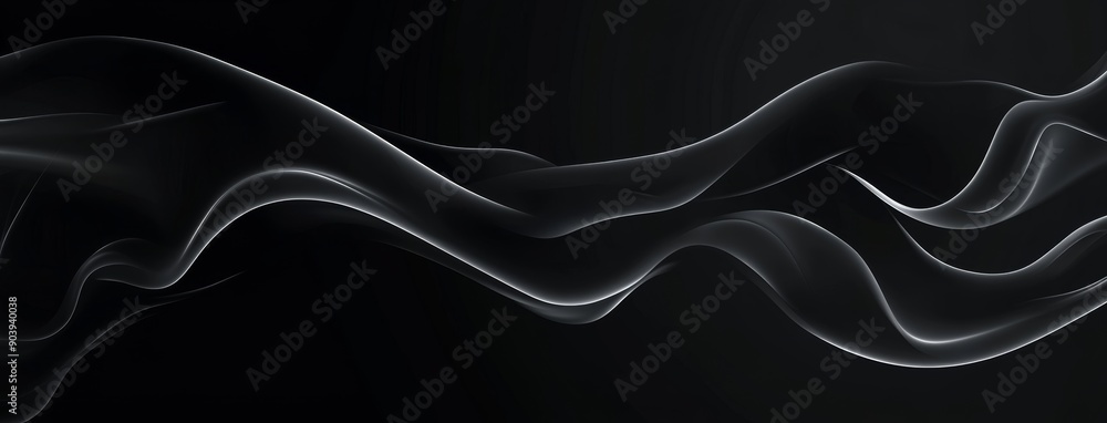 Obraz premium The background features a smoky curved line on a black and white abstract background