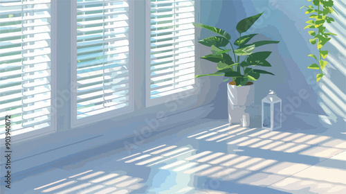 Close white blinds for windows with shutters, protect apartment