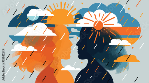 Dual Weather Silhouette Heads Graphic