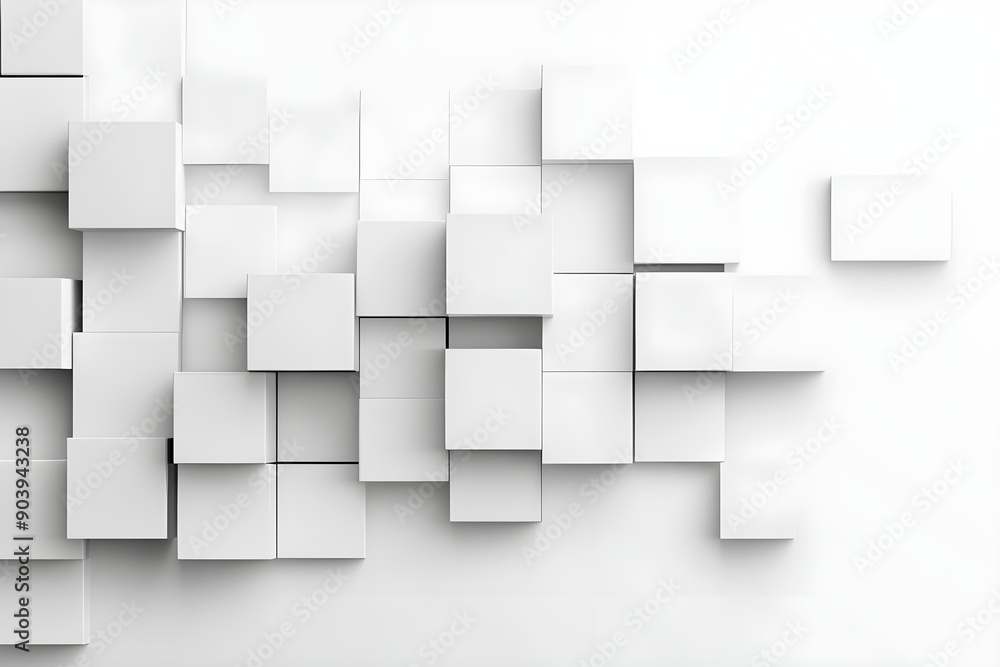 Random shifted white cube boxes block background wallpaper banner with copy space Random shifted white cube boxes block background wallpaper banner with copy space