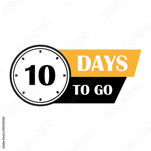 Countdown timer icon. 10 days to go. Ten days remaining. Vector illustration.