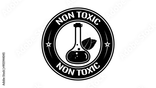 Non-toxic stamp, black isolated silhouette