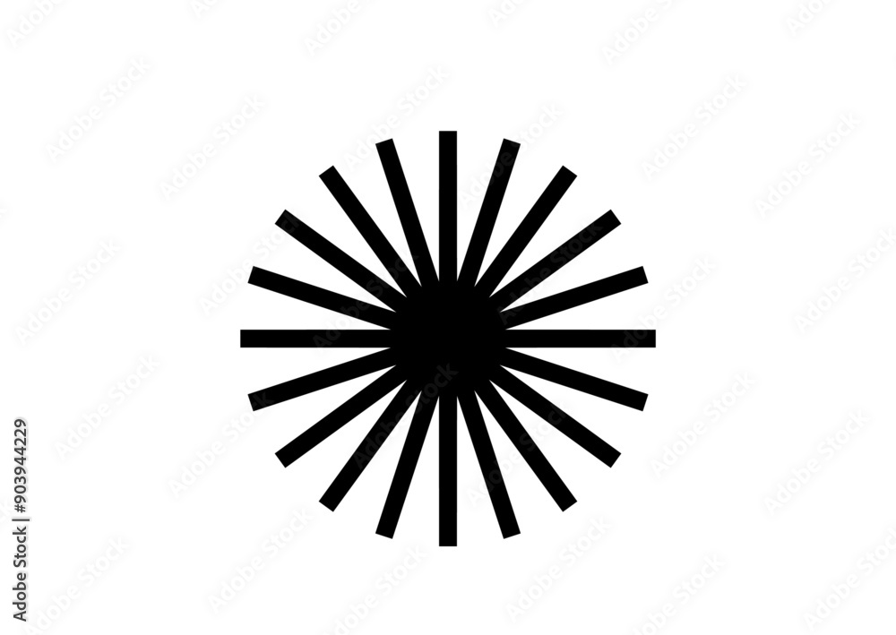 Obraz premium Black Sunburst Design on White Background: A Bold Abstract Element