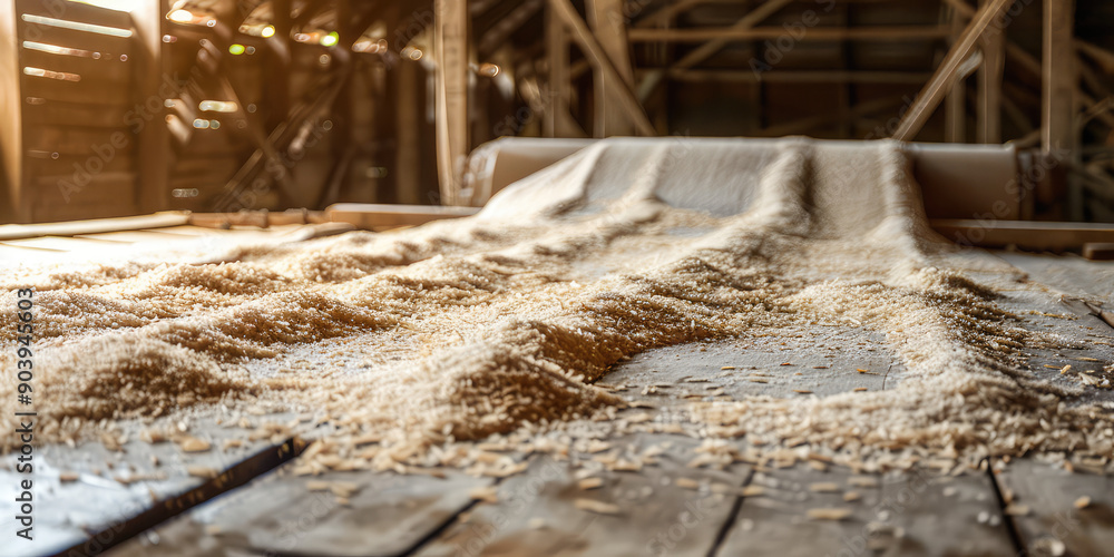 Close-up View of Rice Bran in Industrial Milling Machine. Pure Rice Bran for Oil Production Close-up View of Rice Bran in Industrial Milling Machine. Pure Rice Bran for Oil Production