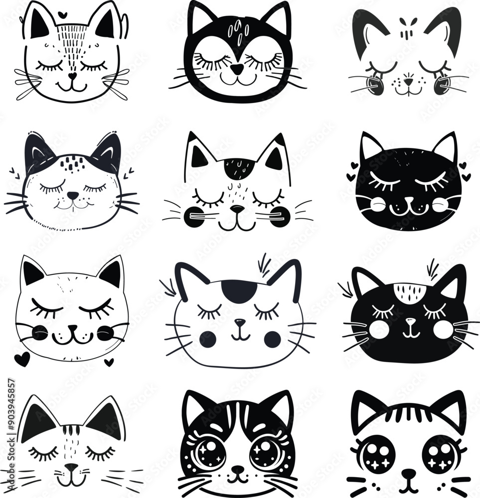 Fototapeta premium Artistic Cat Face in Black and White Style