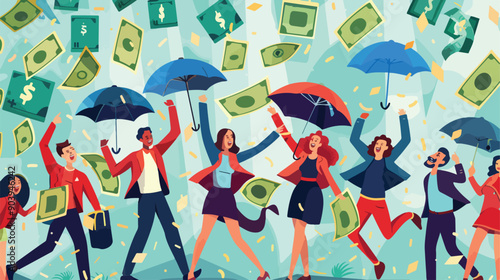 Celebrating Successful Earnings in a Rain of Money
