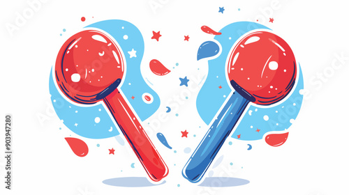 Vibrant Red and Blue Maracas Percussion Instrument Concept