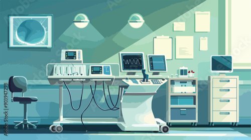 Ultrasound Scan Machine in Hospital Examination Room