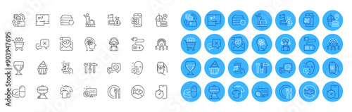 Face declined, Timer app and Clean t-shirt line icons pack. Smile, Luggage belt, Grill web icon. Fast food, Flight mode, Inclusion pictogram. Reject, Medical drugs, Financial goal. Vector