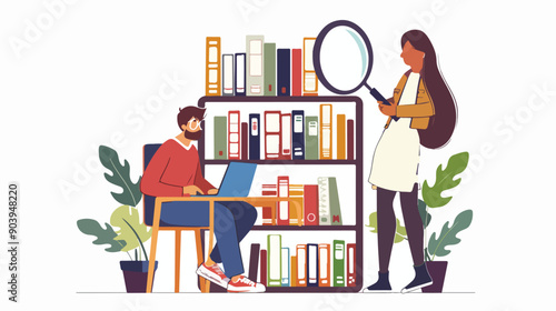 Professional Man Searching Through Document Folders in Office Library