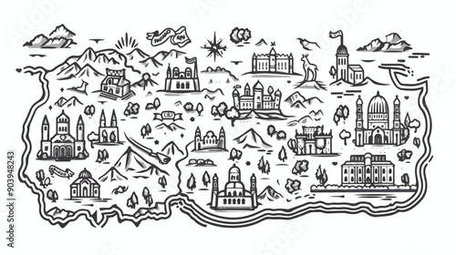 Detailed Republic of Georgia Map Vector Template Isolated on White Background