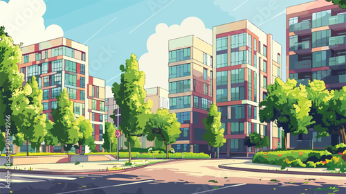 Modern High-Rise Building Complex in Development Area