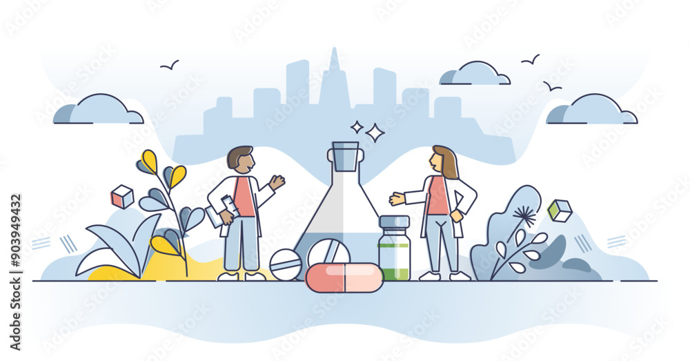 Φωτογραφία Pharmacology and medical drugs research and pill innovation outline concept, transparent background