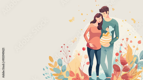 Safe Pregnancy Concept: Young Couple Bonding Together