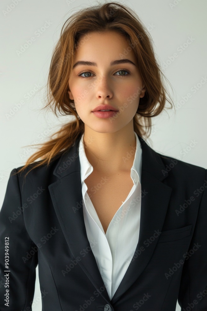 A businesswoman wearing formal suit isolated created with Generative AI A businesswoman wearing formal suit isolated created with Generative AI