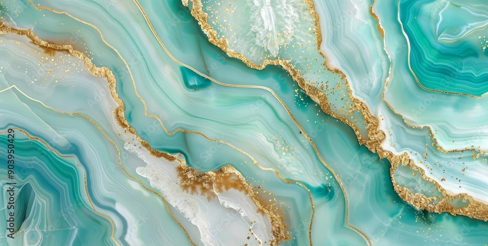 Wall art abstract with a turquoise and gold fluid design for modern d cor Wall art abstract with a turquoise and gold fluid design for modern d cor