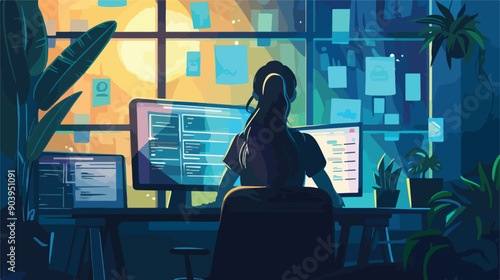 Virtual Window Frame in the Digital World: Modern Technological Concept