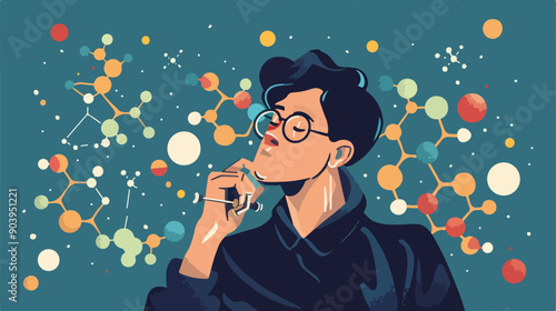 Scientist Solving Problem: Man Thinking about Chemicals