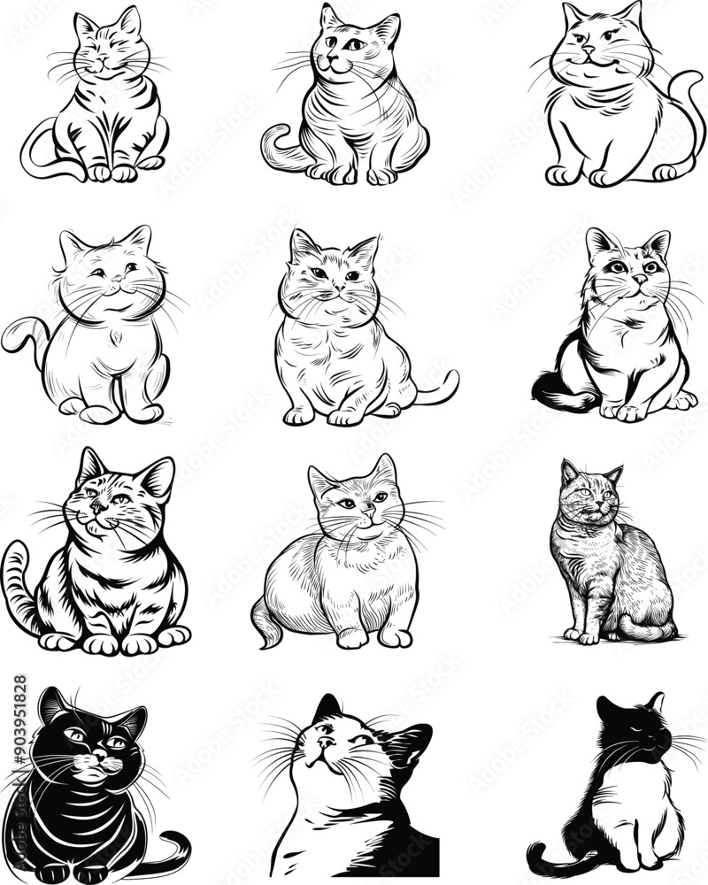 Fototapeta premium Artistic Cat Face in Black and White Style