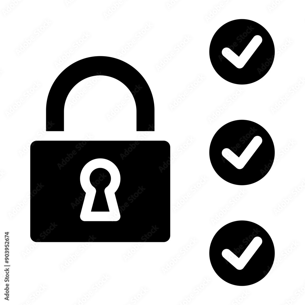 Padlock icon, security icon. Padlock icon, security icon.