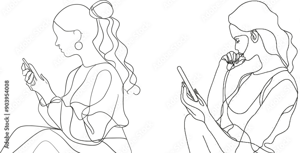 One line drawing of young girl holding touchpad and showing stock market growth. White background with growth finance graph. Young woman business investor. Modern illustration. One line drawing of young girl holding touchpad and showing stock market growth. White background with growth finance graph. Young woman business investor. Modern illustration.