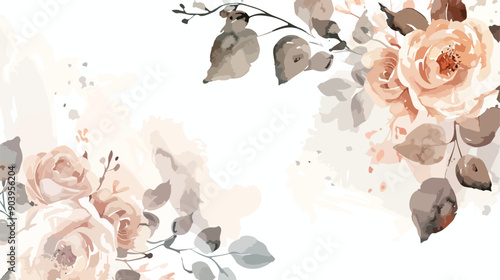 Elegant Watercolor Beige Floral Greeting Card Template