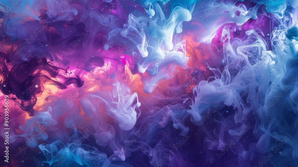 Obraz premium Abstract colorful ink swirling in water, creating vibrant patterns.