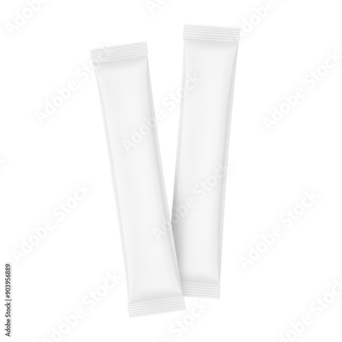 Stick mockups set for collagen, powder, granulated product. Vector illustration isolated on white background. Can be use for template your design, presentation. EPS10.