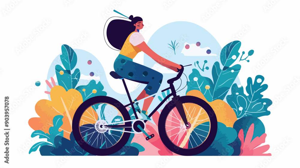 Fototapeta premium Female Performer Balancing on Unicycle - Sports Activity Concept
