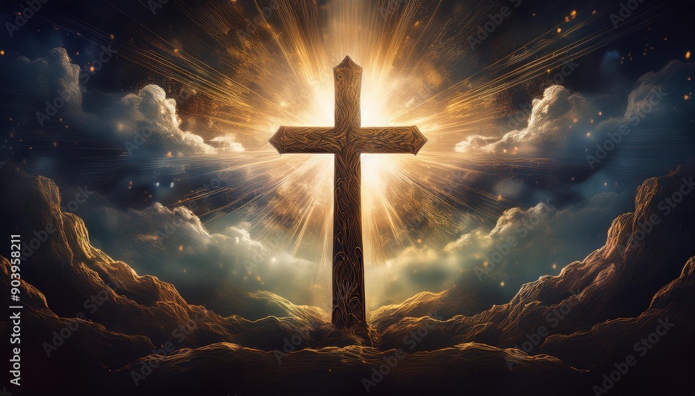 Fototapeta premium cross on the sky background