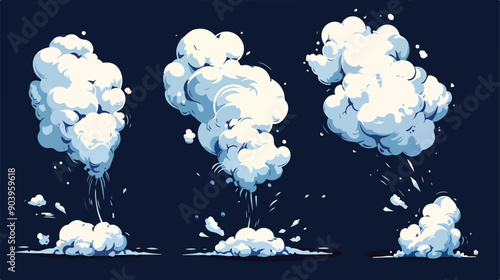 Dynamic Smoke Burst Explosion Animation with Moving Cloud in Night Sky