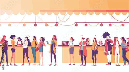 Sold Out Event Concept: Women Buying Tickets to Popular