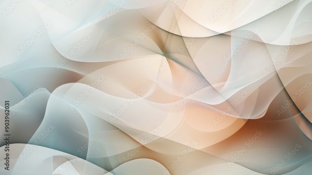 Fototapeta premium Abstract background with overlapping translucent shapes in muted tones.