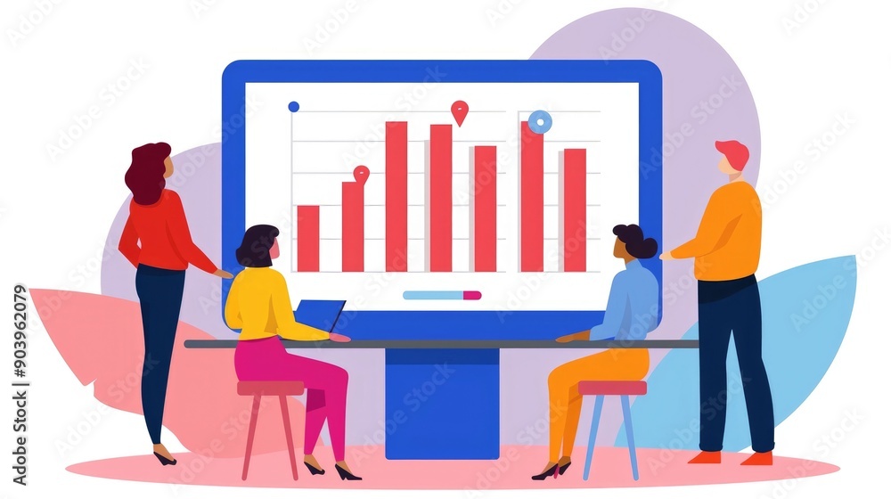 Collaborative Team of Coworkers Strategizing and Analyzing Data for Optimized Digital Marketing Plans and Presentations Collaborative Team of Coworkers Strategizing and Analyzing Data for Optimized Digital Marketing Plans and Presentations