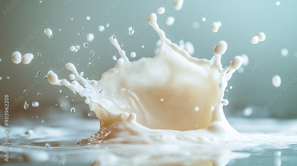 Splash of Milk in Mid-Air - Dynamic and Playful High-Angle Shot with Soft Background and Copy Space Splash of Milk in Mid-Air - Dynamic and Playful High-Angle Shot with Soft Background and Copy Space