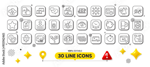 Project deadline, Money calculator and Ad line icons pack. 3d design elements. Web3, Resume document, Time management web icon. Refrigerator timer, Vr, Dryer machine pictogram. Vector
