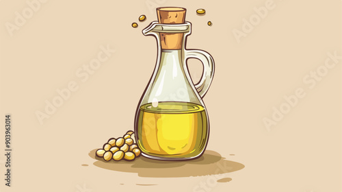 Soybean Oil Cartoon Glass Bottle Soya Food Cartoon