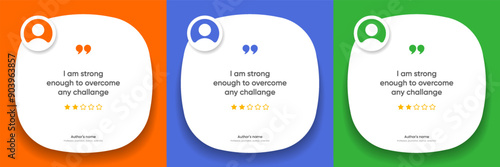 3D bubble testimonial banner, quote, infographic. Social media post template designs for quotes. Empty speech bubbles, quote bubbles and text box. Vector Illustration EPS10.