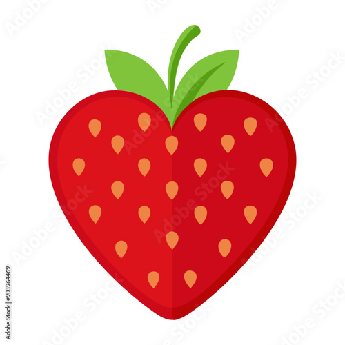 strawberry colorful fruit. heart shaped strawberry Modern abstract flat style. Natural tropical fruit. Vector illustration