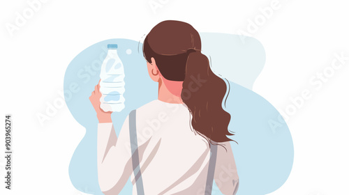 Middle Age Woman Holding Plastic Bottle, Environmental Activism Concept