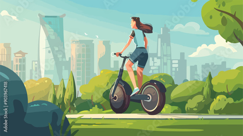 Woman Riding Electric Unicycle - Eco-friendly Transportation Concept