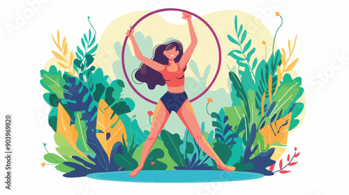 Woman Enjoying Hula Hoop Leisure Activity
